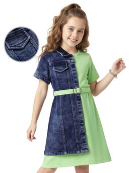 Hola Bonita - Knee Length Half Sleeve Dress With Belt And Jacket