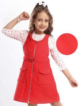 Hola Bonita - Knee Length Three Fourth Sleeves Dress With T-Shirt And Belt