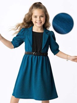 Hola Bonita - Knee Length Half Sleeves Dress With Belt