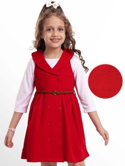 Hola Bonita - Knee Length Three Fourth Sleeves Dress With T-Shirt And Belt