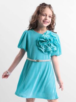 Hola Bonita - Knee Length Half Sleeves Dress With Belt