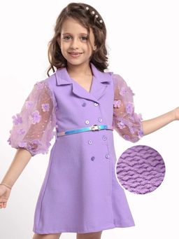 Hola Bonita - Knee Length Three Fourth Sleeves Sequinned Dress With Belt