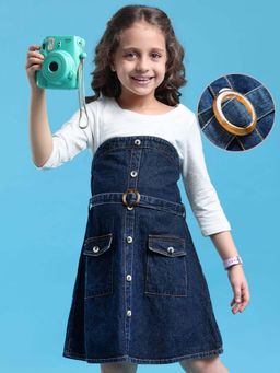 Hola Bonita - Knee Length Three Fourth Sleeves Dress With Belt