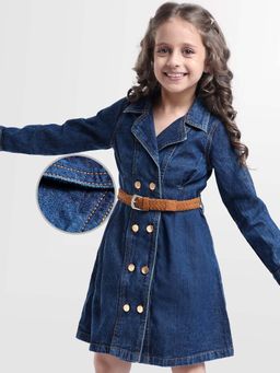 Hola Bonita - Knee Length Full Sleeves Dress with Belt