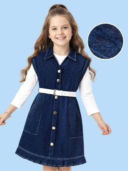 Hola Bonita - Knee Length Three Fourth Sleeves Dress With T-Shirt And Belt