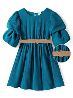 Hola Bonita - Knee Length Half Sleeves Dress With Belt
