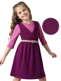 Hola Bonita - Knee Length Three Fourth Sleeves Dress With T-Shirt And Belt