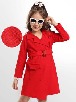Hola Bonita - Knee Length Full Sleeves Dress With Belt