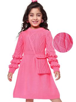 Hola Bonita - Knee Length Full Sleeves Dress With Sling Bag