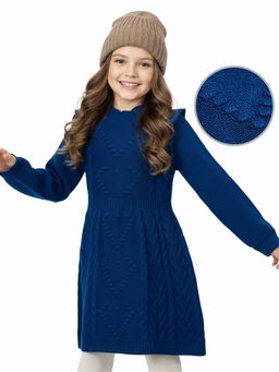 Hola Bonita - Knee Length Full Sleeves Round Neck Dress