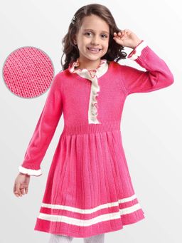 Hola Bonita - Knee Length Full Sleeves Textured Dress