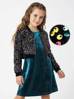 Hola Bonita - Knee Length Full Sleeves Sequinned Dress And Jacket