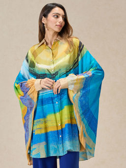 Navyasa By Liva - Blue Crepe Abstract Printed Top