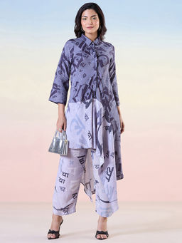 Navyasa By Liva - Grey Modal Digital Floral Printed Kurta with Pant (Set of 2)