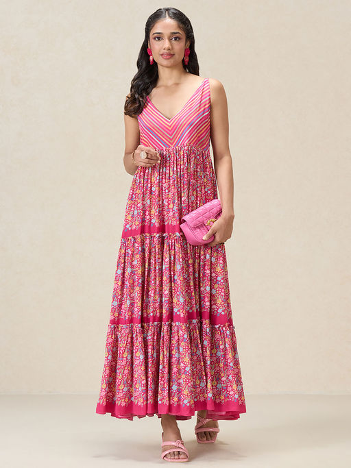 Buy Navyasa By Liva Magenta Modal Floral Printed Maxi Dress Online Buy Navyasa By Liva Magenta Modal Floral Printed Maxi Dress Online