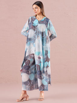 Navyasa By Liva - Blue Modal Digital Floral Printed Co-Ord (Set of 2)