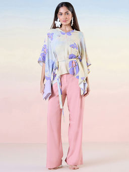 Navyasa By Liva - Purple Chiffon Floral Sequined Top