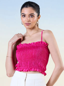 Navyasa By Liva - Pink Modal Solid Crop Top