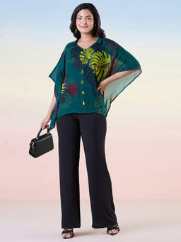 Navyasa By Liva - Green Crepe Digital Floral Printed Top