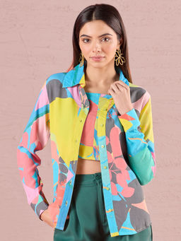 Navyasa By Liva - Blue Crepe Digital Floral Printed Inner with Shirt (Set of 2)