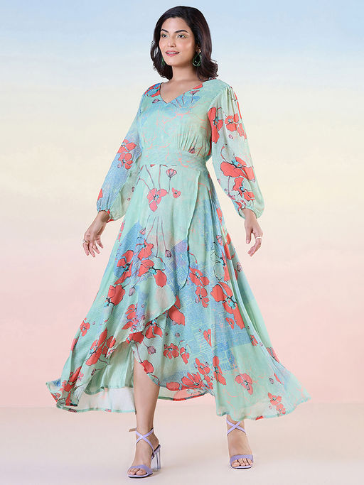 green emerald velvet dress Mid-Cut Dress Blue Ivy (with gold foil) main image 0
