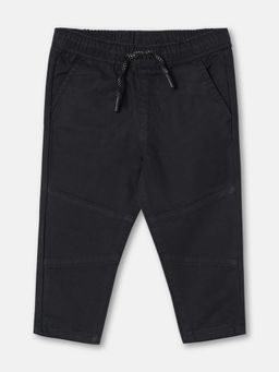 R&B - Black Solid Relaxed Boys Trousers