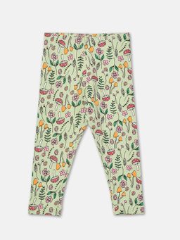 R&B - Green Floral Printed Girls Leggings