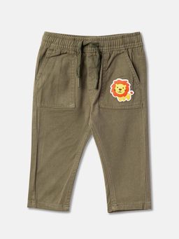 R&B - Olive Solid Regular Boys Trousers