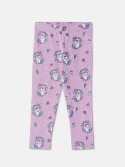 R&B - Lavender Graphic Printed Girls Leggings