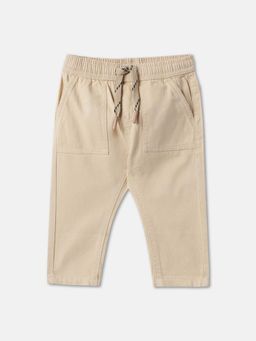 R&B - Boys Beige Solid Tapered Trousers