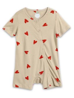 Cocoon Care - Beige knitted Bamboo Cotton Printed Romper for Baby