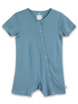 Cocoon Care - Blue knitted Bamboo Cotton Solid Romper for Baby