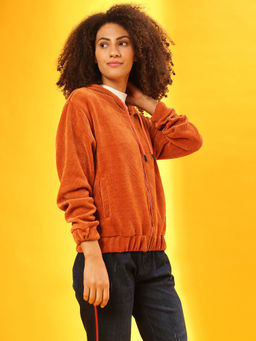 Campus Sutra - Red Women Stylish Hooded Casual Sweatshirt