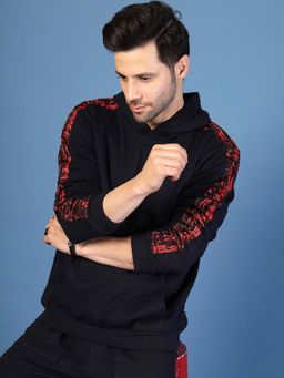 RIGO - Men Black Fleece Colorblock Oversized Tracksuit