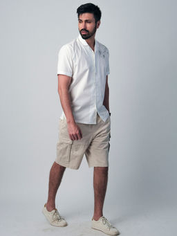 KINGDOM OF WHITE - Dandelion Half Sleeves Knit Shirt With Placement Print At Shoulder