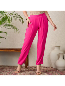 First Resort by Ramola Bachchan - Hot Pink Straight Pant