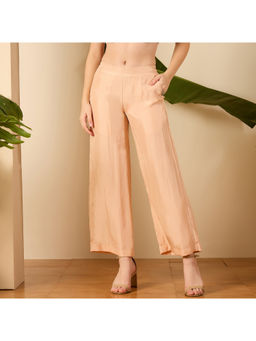 First Resort by Ramola Bachchan - Peach Straight Pant