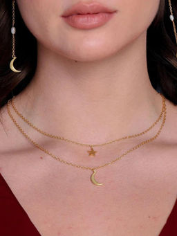 ALSO-A LOOK TO STAND OUT - Star and Moon Charm Necklace