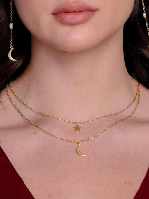 ALSO-A LOOK TO STAND OUT Star and Moon Charm Necklace
