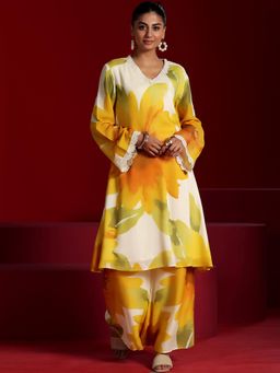 Libas Art - Multi-Color Printed V-Neck Kurta With Palazzo