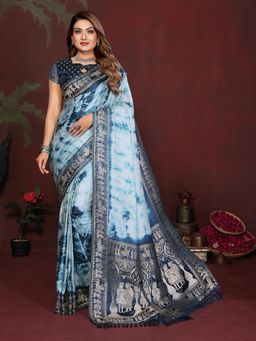 Anaita - Blue Zari Woven Saree With Unsttiched Blouse
