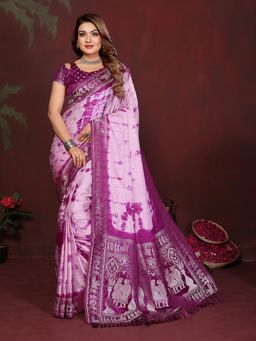 Anaita - Purple Zari Woven Saree With Unsttiched Blouse