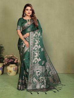 Anaita - Green Zari Woven Saree With Unsttiched Blouse