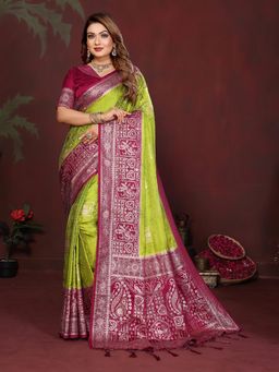 Anaita - Green Zari Woven Saree With Unsttiched Blouse