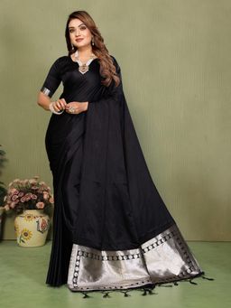 Anaita - Black Zari Woven Saree With Unsttiched Blouse
