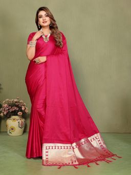 Anaita - Pink Zari Woven Saree With Unsttiched Blouse