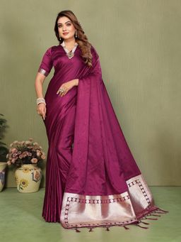 Anaita - Purple Zari Woven Saree With Unsttiched Blouse