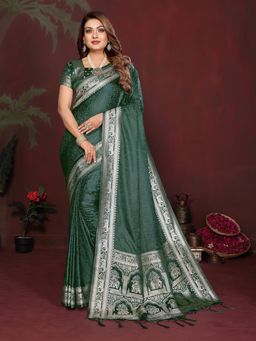 Anaita - Green Zari Woven Saree With Unsttiched Blouse