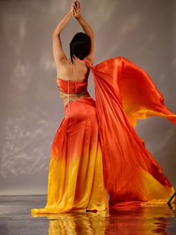 Tussya by Shreya - Orange Swarnima Draped Skirt