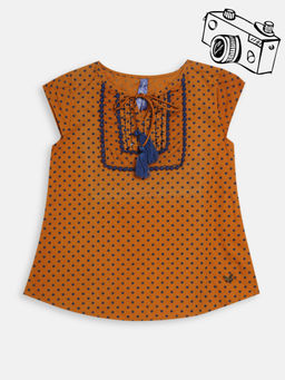 Blue Giraffe - Girls Mustard Top